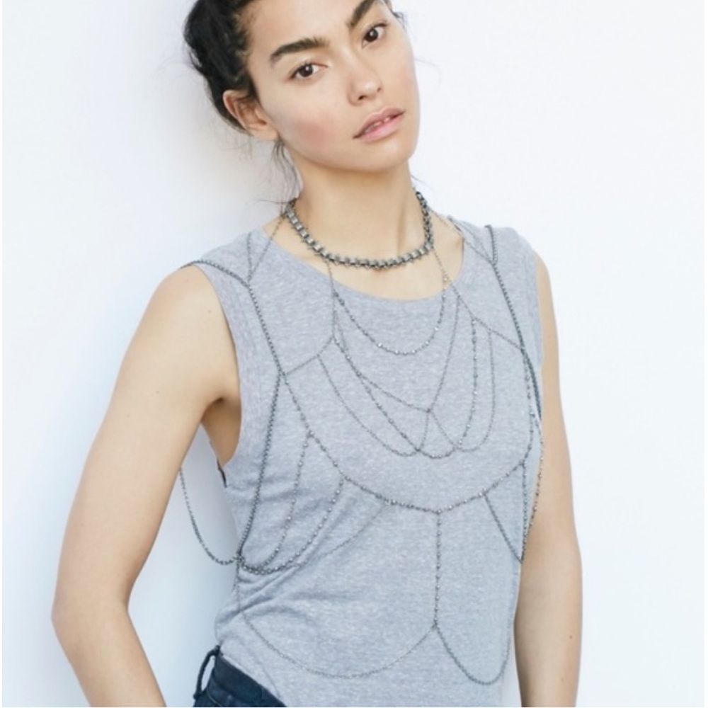 NWT Free People Moon Dust Body Chain Silver Festival Fun Accessory Statement